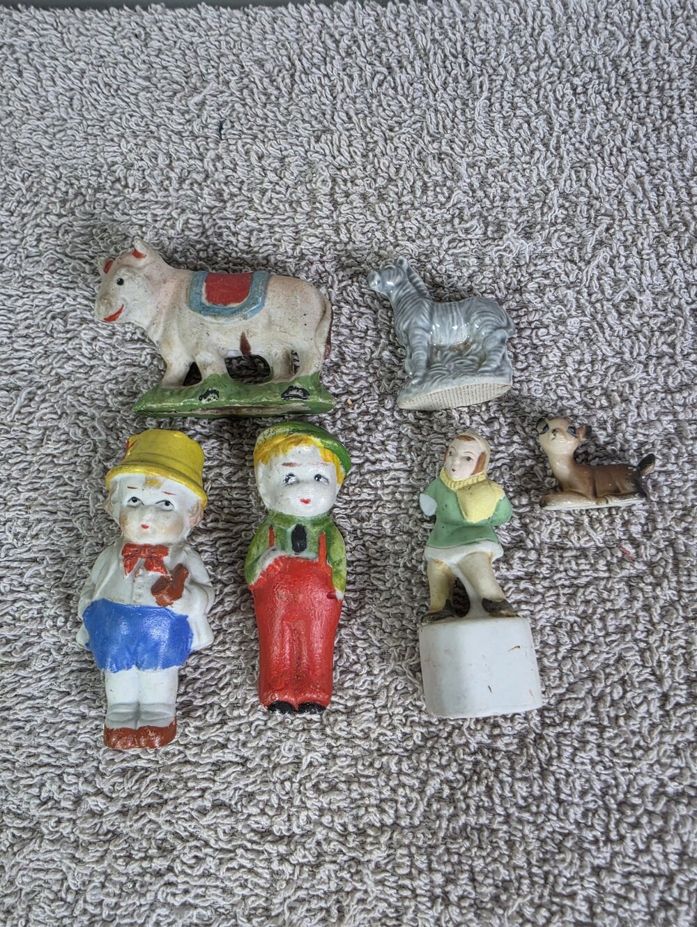 Vintage Ceramic Kids Toy Figurine Set - Multicolor